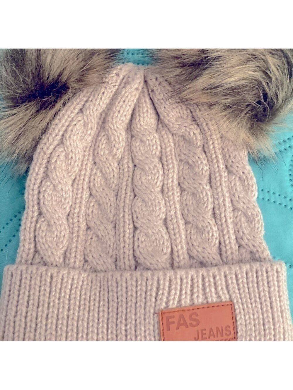 Girl’s baby/toddler knitted hat with Pompoms